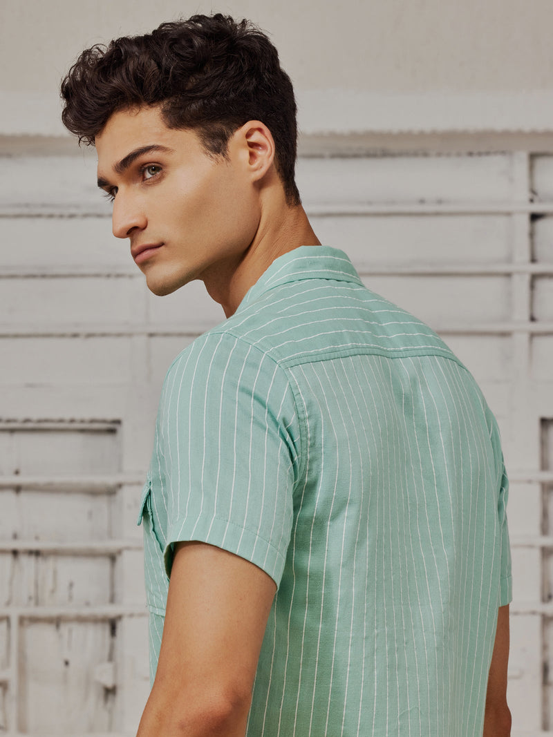 Green Striped Resort Shirt