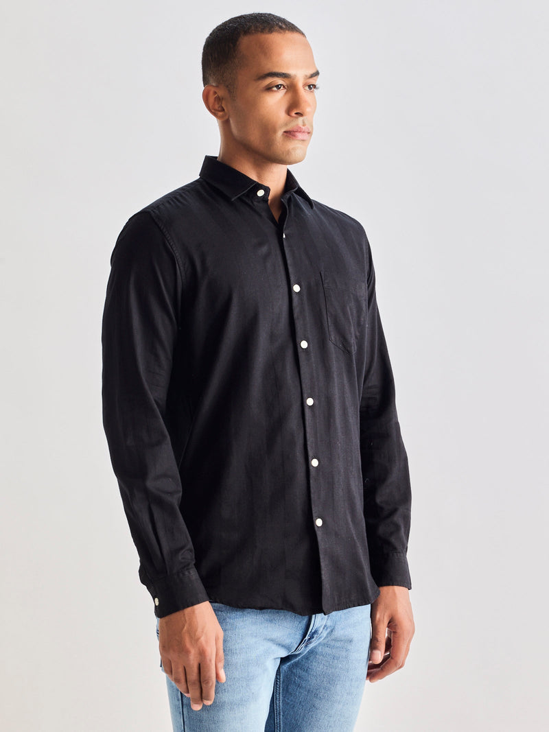 Black Pure Cotton Solid Shirt