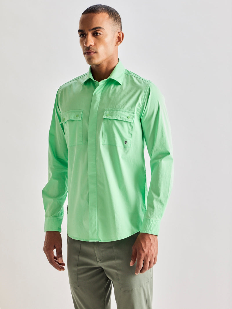 Green Stretch Cargo Shirt