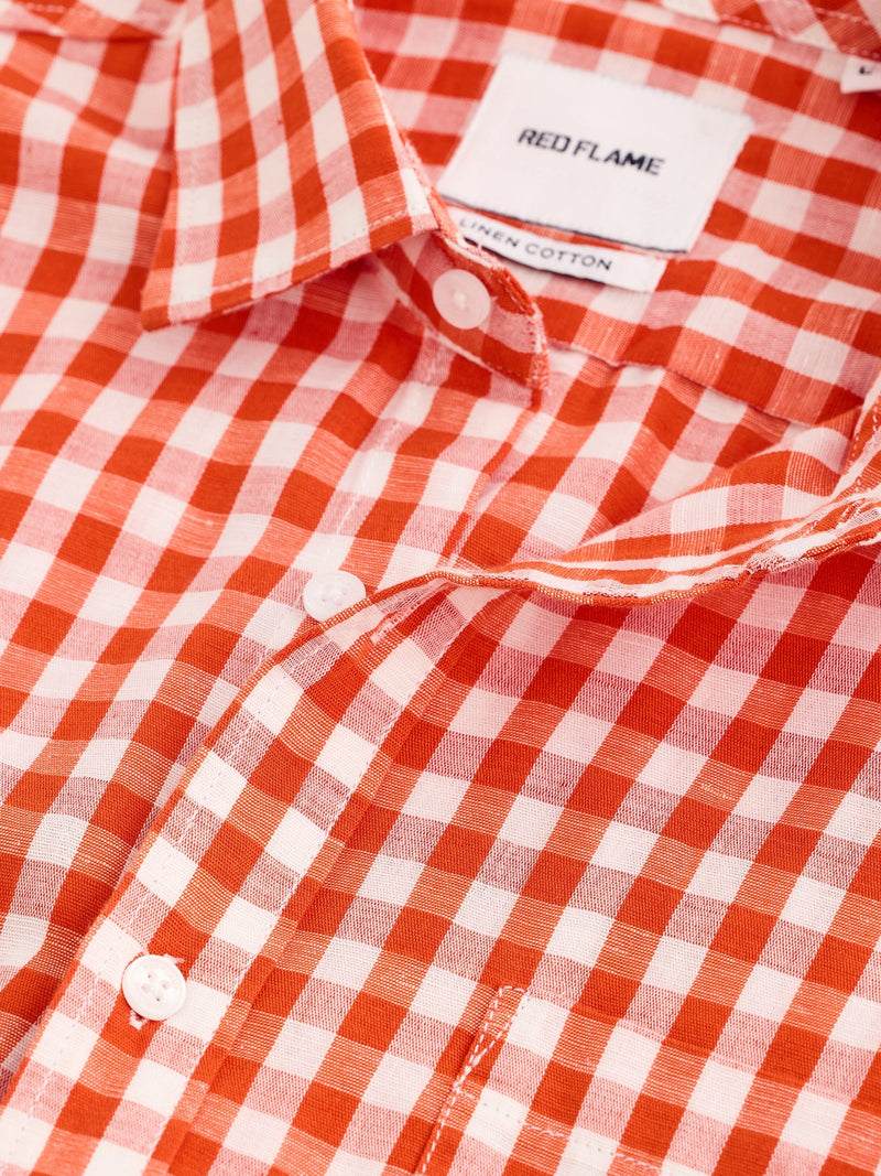 Red Checked Linen Shirt