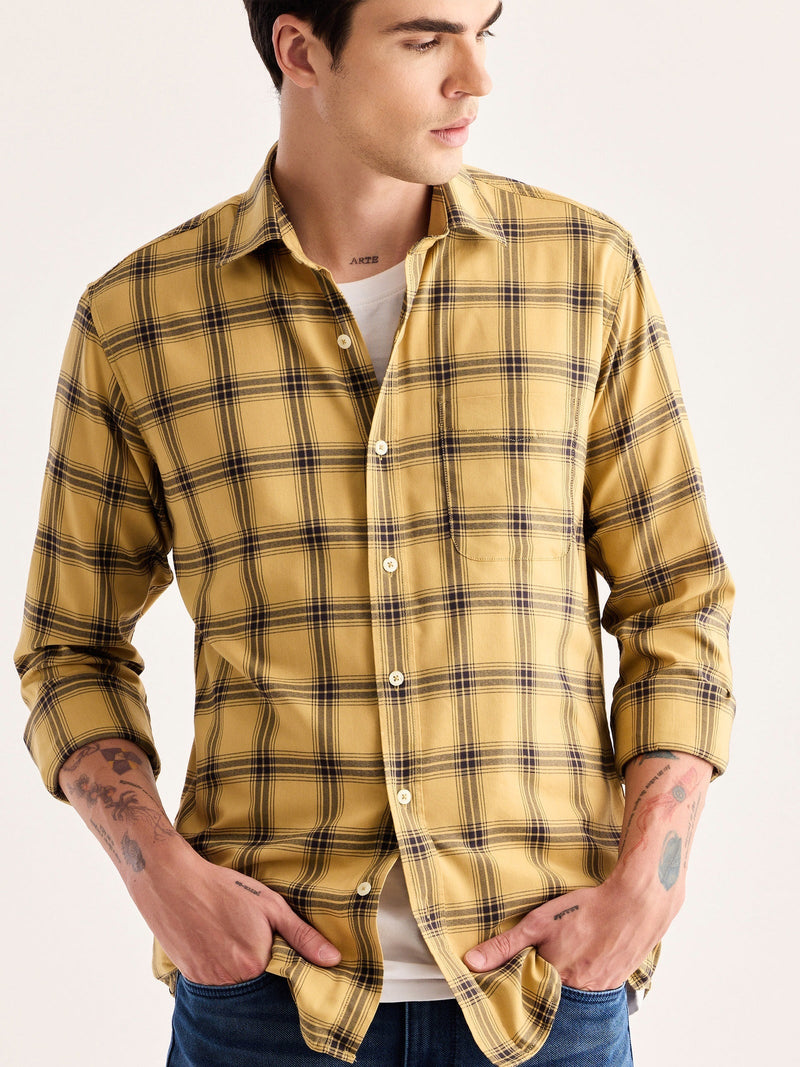 Yellow Checked Stretch Shirt