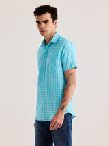 Blue Checked Linen Shirt