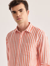 Red Striped Linen Shirt