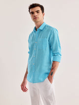 Blue Checked Linen Shirt