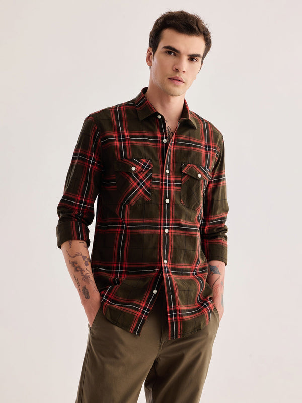 Olive Checked Shirt