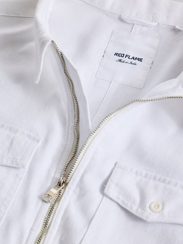 White Solid Pure Cotton Shacket