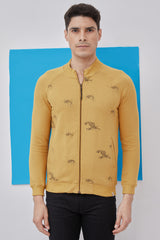 Mustard Plain Zipped Sweatshirt