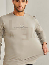 Grey Chest Print 4-Way Stretch Sweatshirt