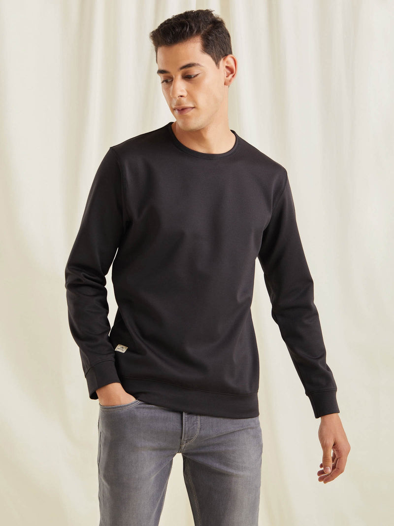 Dark Grey Textured 4-Way Stretch Sweatshirt
