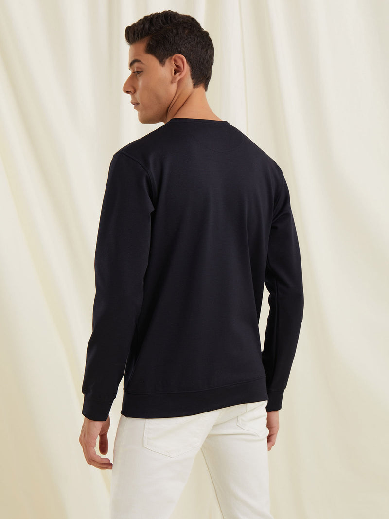 Navy Textured 4-Way Stretch Sweatshirt