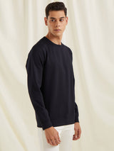 Navy Textured 4-Way Stretch Sweatshirt