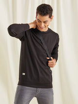 Black Textured 4-Way Stretch Sweatshirt