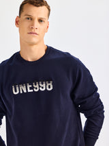 Navy Chest Embroidery Sweatshirt