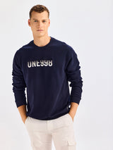 Navy Chest Embroidery Sweatshirt