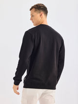 Black Chest Embroidery Sweatshirt