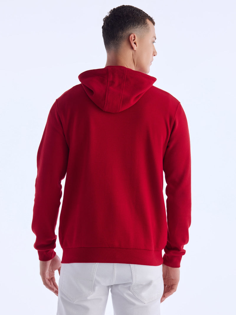 Red Chest Print Hooded Sweatshirt