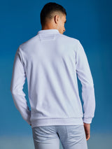 White Zipped Polo Sweatshirt