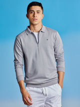 Grey Zipped Polo Sweatshirt