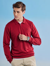 Red Zipped Polo Sweatshirt