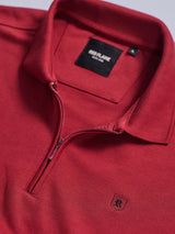 Red Zipped Polo Sweatshirt