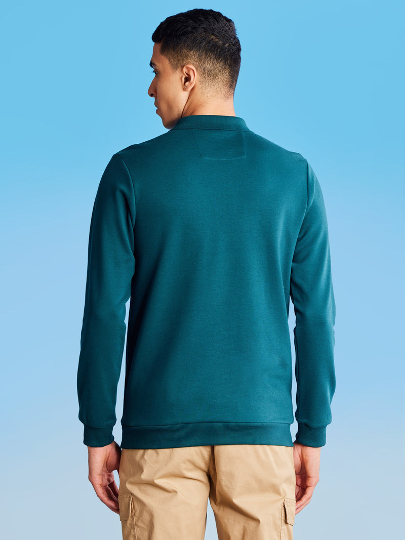 Green Zipped Polo Sweatshirt