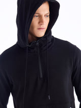 Black Solid Hooded Sweatshirt