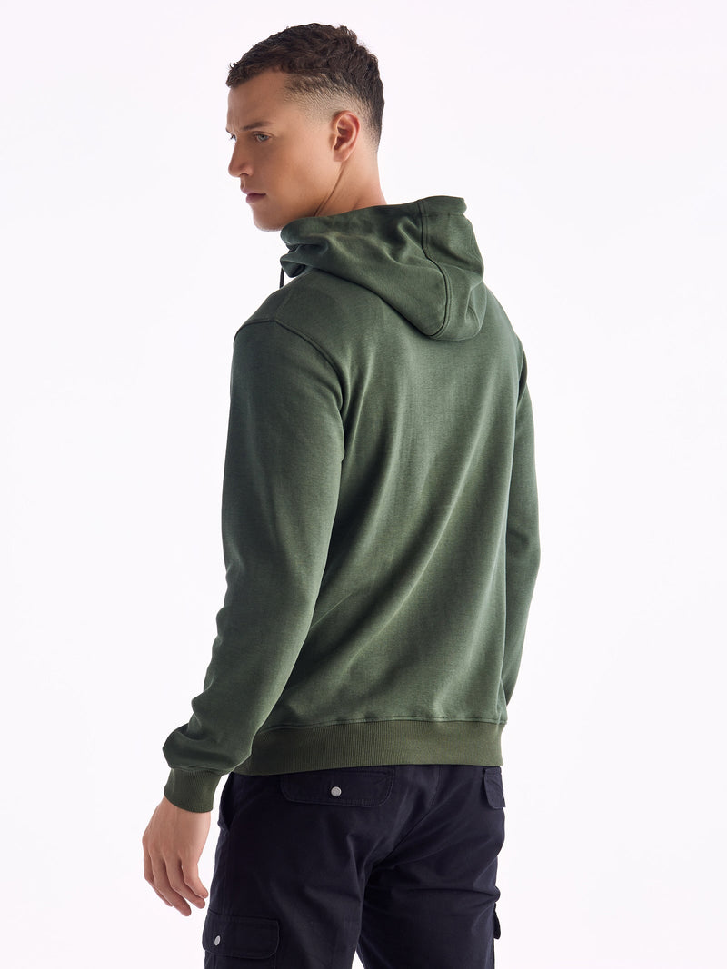 Green Solid Hooded Sweatshirt