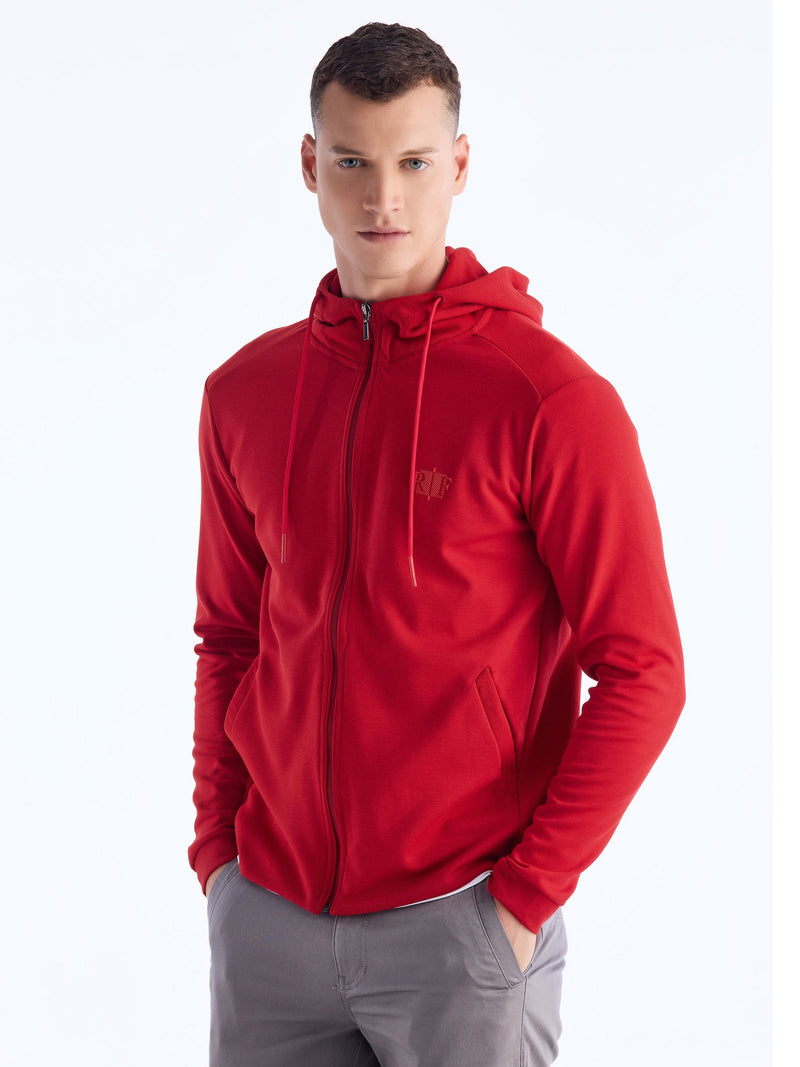 Red Solid Hooded Sweatshirt