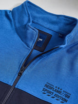 Blue Solid Zipped Sweatshirt