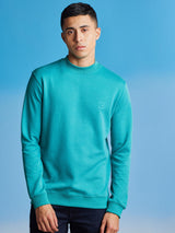 Green Interlocked High Neck Sweatshirt