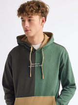 Green Printed Hooded Sweatshirt