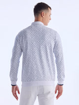 White Printed Polo Sweatshirt