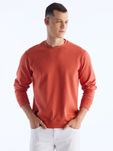 Orange Textured Sweatshirt