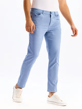 Sky Blue Skinny Fit Stretch Ankle Travel Pant