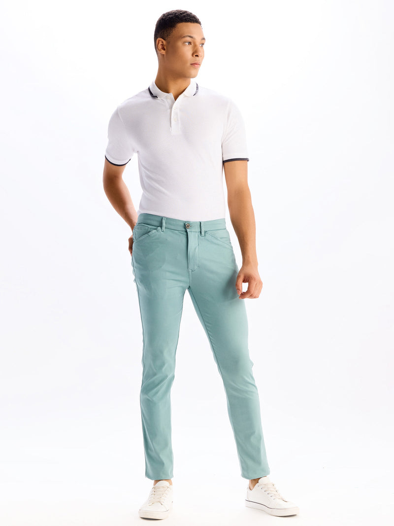 Sage Green Skinny Fit Stretch Ankle Travel Pant