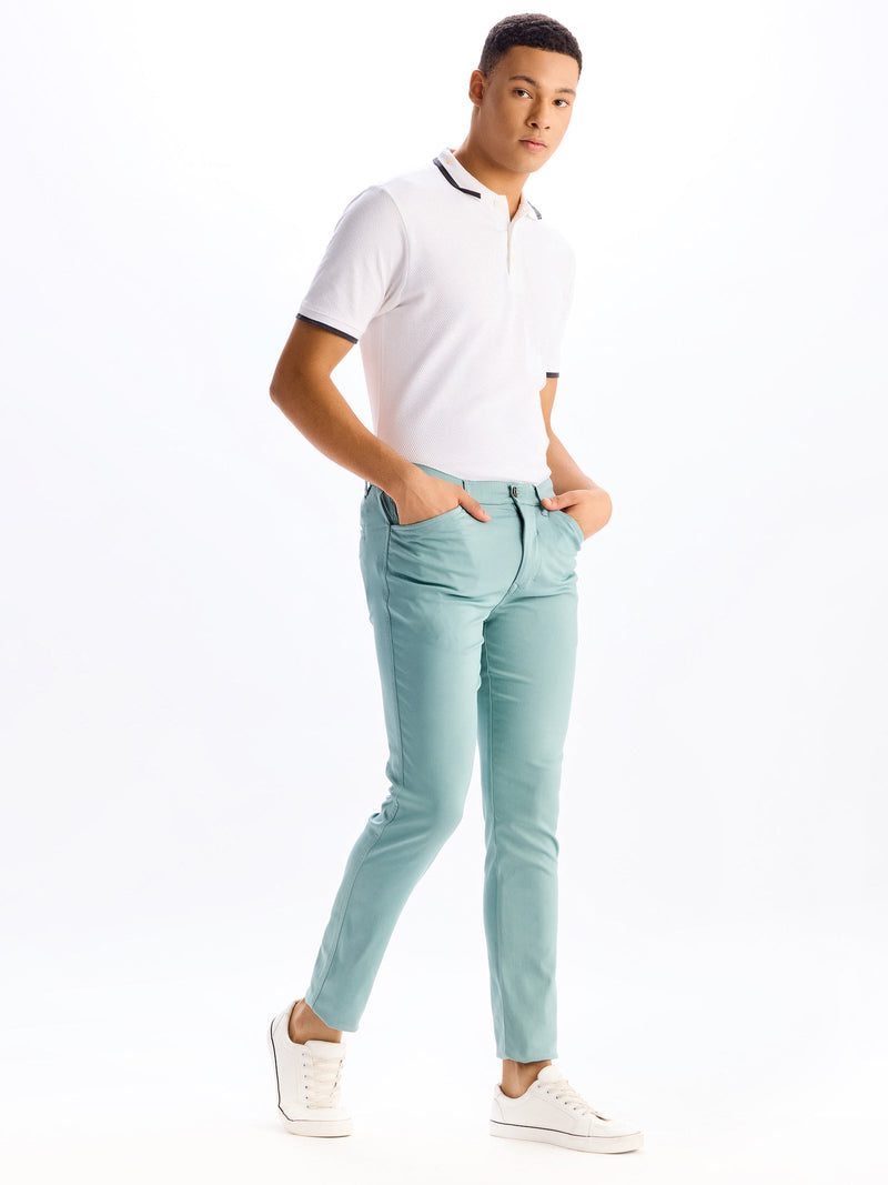 Sage Green Skinny Fit Stretch Ankle Travel Pant