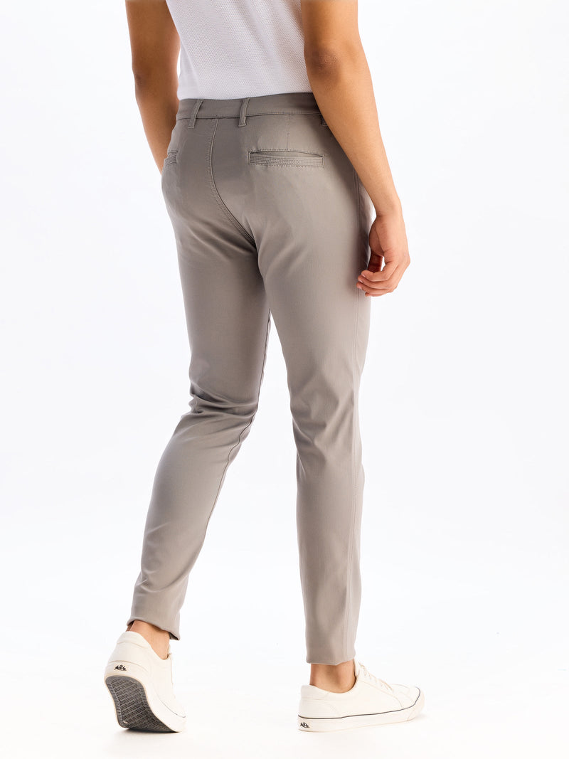 Grey Skinny Fit Stretch Ankle Travel Pant