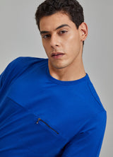 Royal Blue Solid Knitted T-Shirt