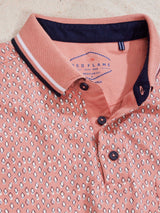 Pink Printed Stretch Polo T-Shirt