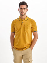 Mustard Yellow Printed Polo T-Shirt
