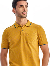 Mustard Yellow Printed Polo T-Shirt