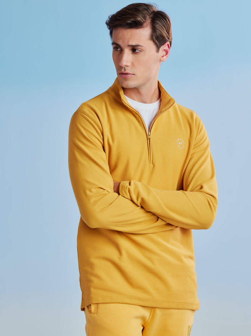Yellow Zipped Full Sleeve T-Shirt