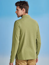 Green Zipped High Neck T-Shirt