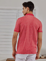 Red Stretch Printed Polo T-Shirt