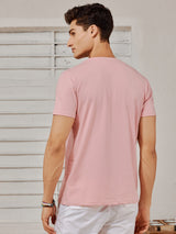 Pink Stretch Chest Print T-Shirt