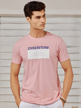 Pink Stretch Chest Print T-Shirt