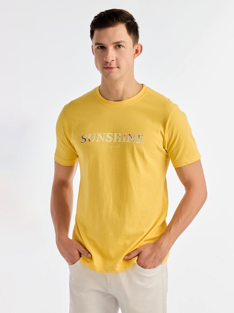Yellow Chest Print T-Shirt