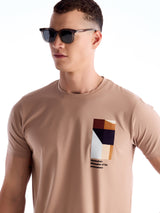 Khaki Chest Print T-Shirt