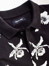 Black Printed Polo T-Shirt