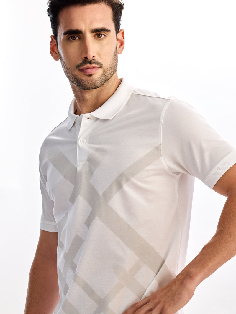 White Printed Polo T-Shirt